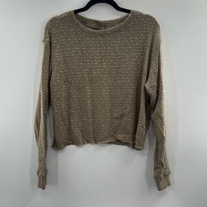 3For$20 Agnes & Dora Tan Textured NWT Open Hem Crop Long Sleeve Less  size M